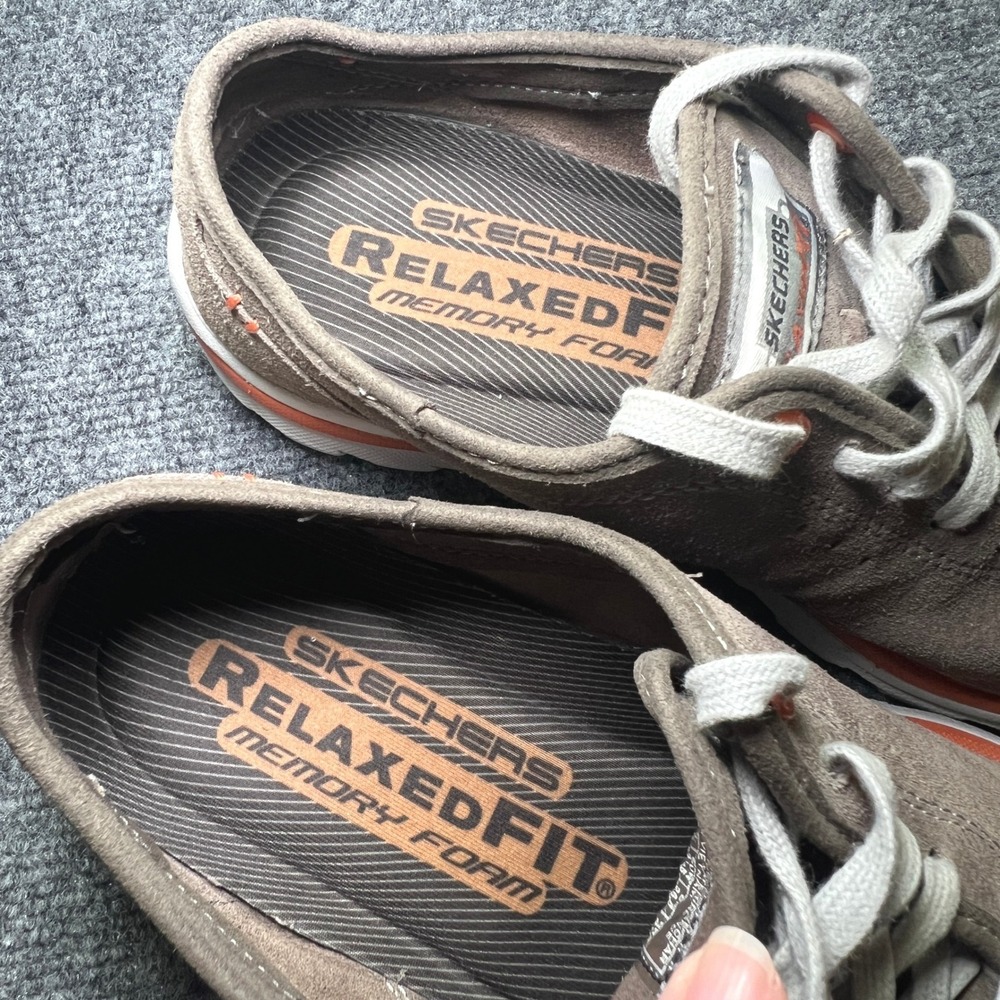 Skechers Relaxed Fit Memory Foam Suede Sneakers Charcoal Orange 63742 Mens 8.5 - Picture 7 of 12
